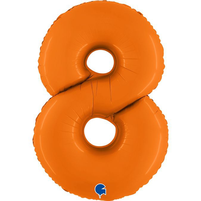 Folienballon Zahl 8 Matte Orange 100cm