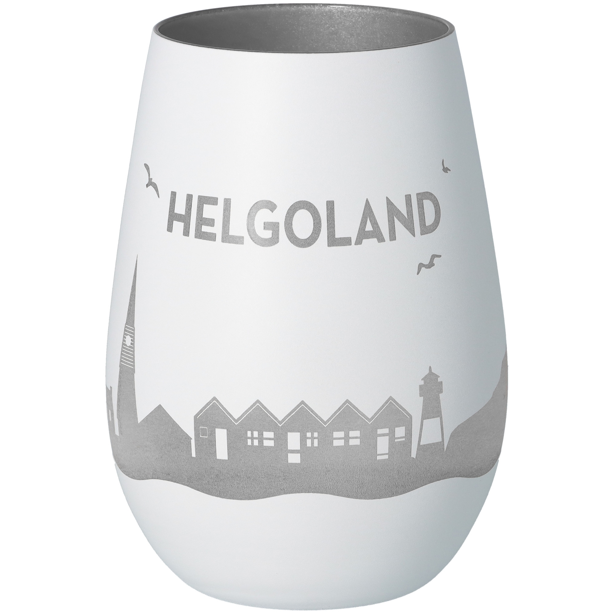 Windlicht Skyline Helgoland Weiß/Silber Krug, Töpferei, Glas, Vase