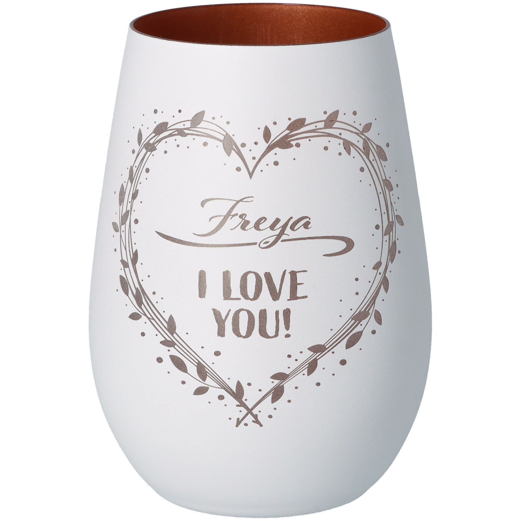 Windlicht I love you "Name" Weiß/Bronze Windlicht I love you "Name" Weiß/Bronze