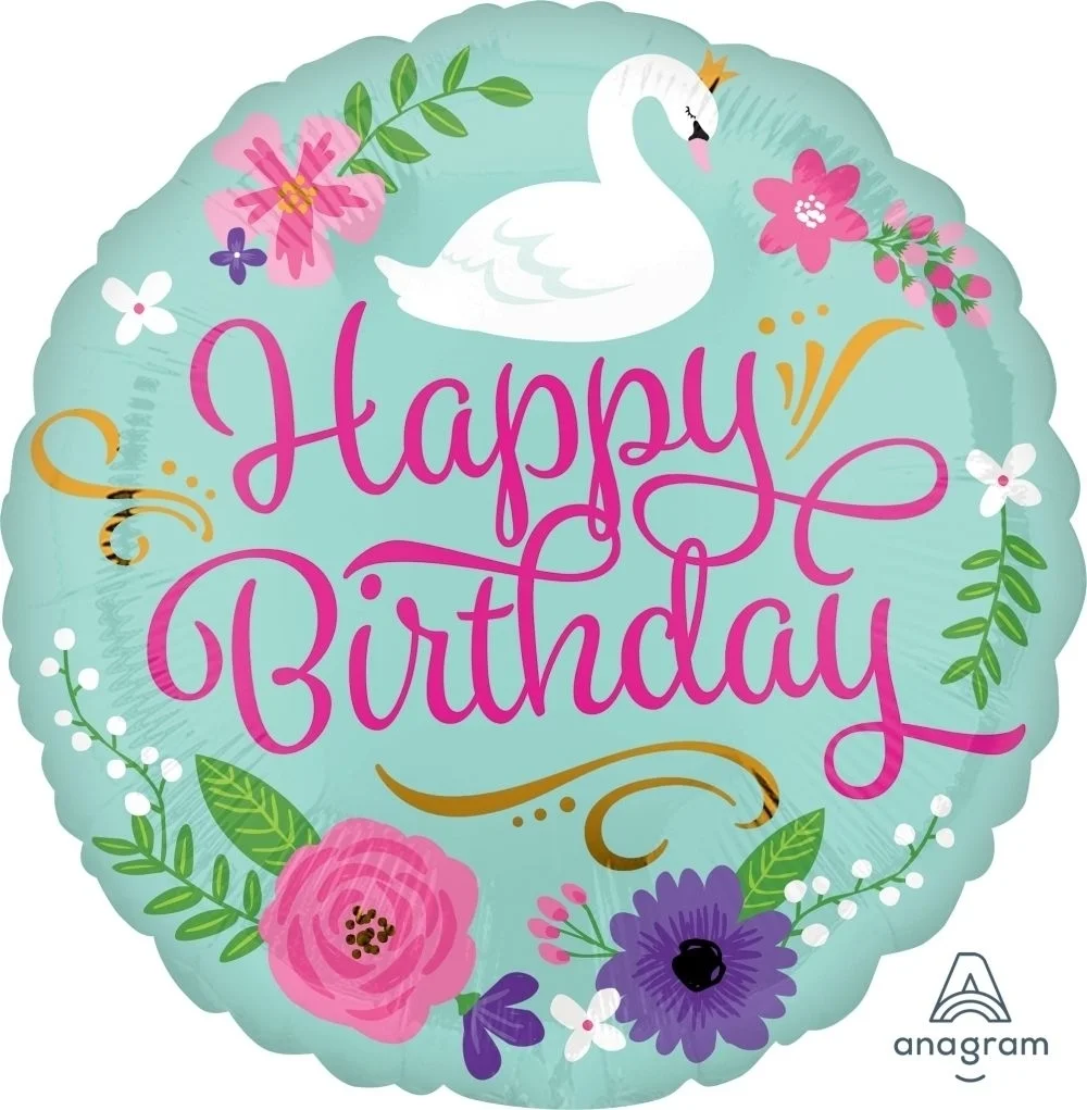 Ballon, Geburtstag, Blumen, Schwan, Happy Birthday