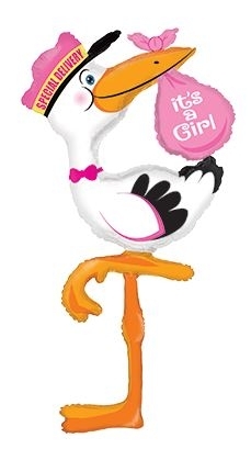 Folienballon Storch - Special Delivery - it's a Girl 152cm Folienballon Storch - Special Delivery - it's a Girl 152cm