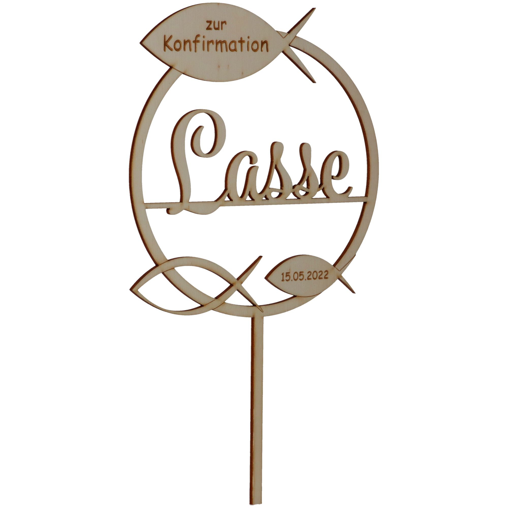 Cake Topper Konfirmation "Name & Datum" Holz Cake Topper Konfirmation "Name & Datum" Holz