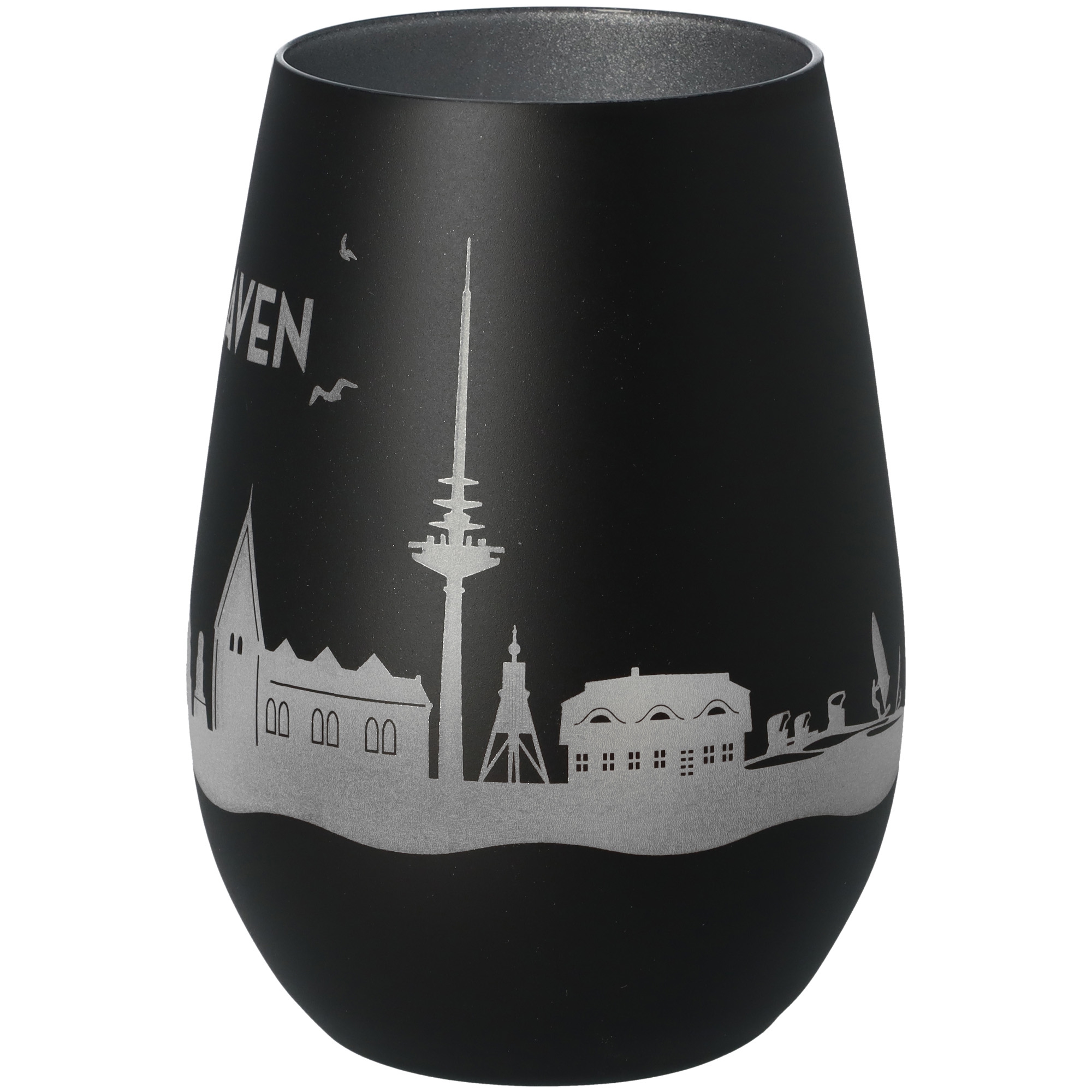 Windlicht Skyline Cuxhaven Schwarz/Silber Windlicht Skyline Cuxhaven Schwarz/Silber