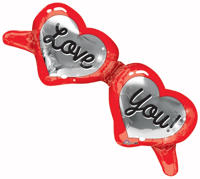 Folienballon Herzbrille Love You! 96x38 cm Folienballon Herzbrille Love You! 96x38 cm