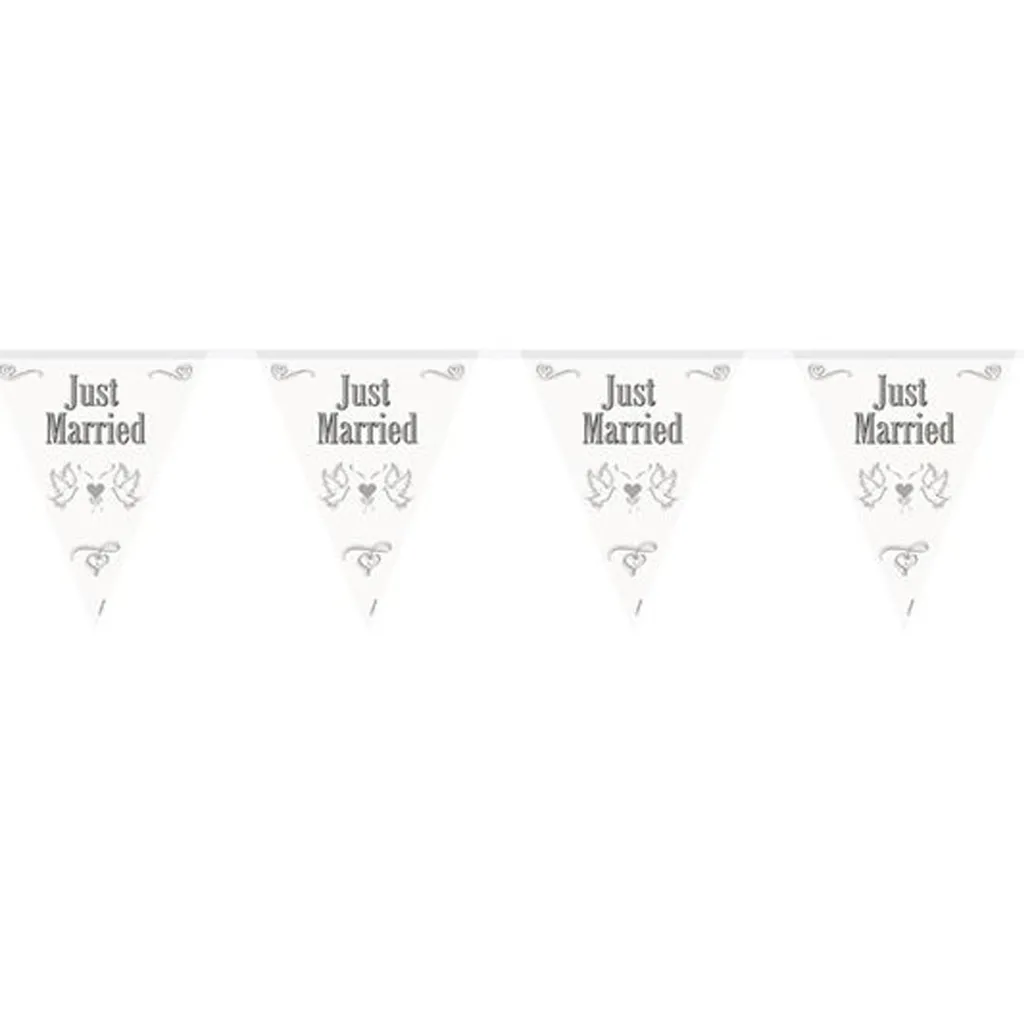 Wimpelgirlande "Just Married" mit Tauben