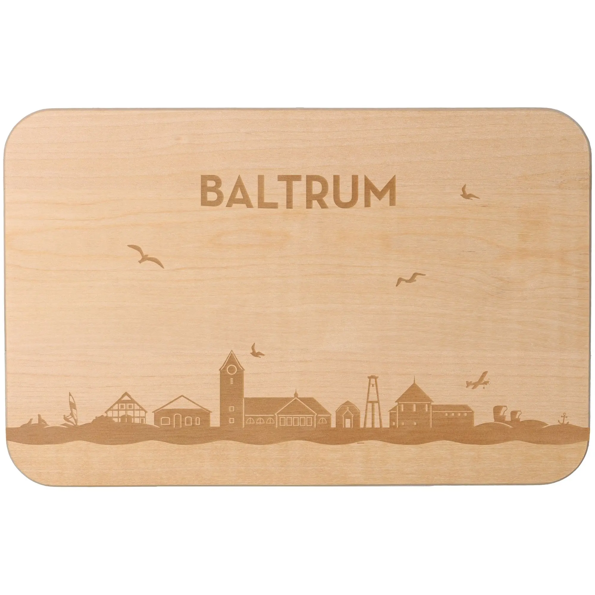 Frühstücksbrett Skyline Baltrum 23cm x 15cm x 1cm