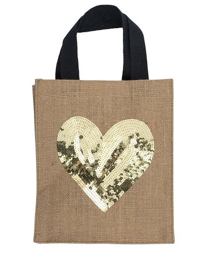 Geschenktasche Jute "Herz" 24x20cm