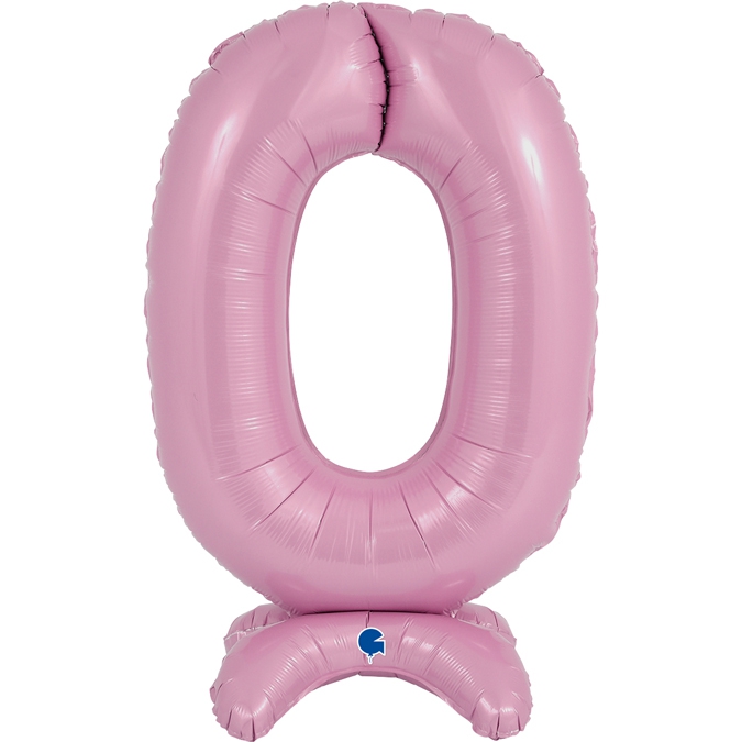 Folienballon Zahl 0 Pastell Rosa, 65cm