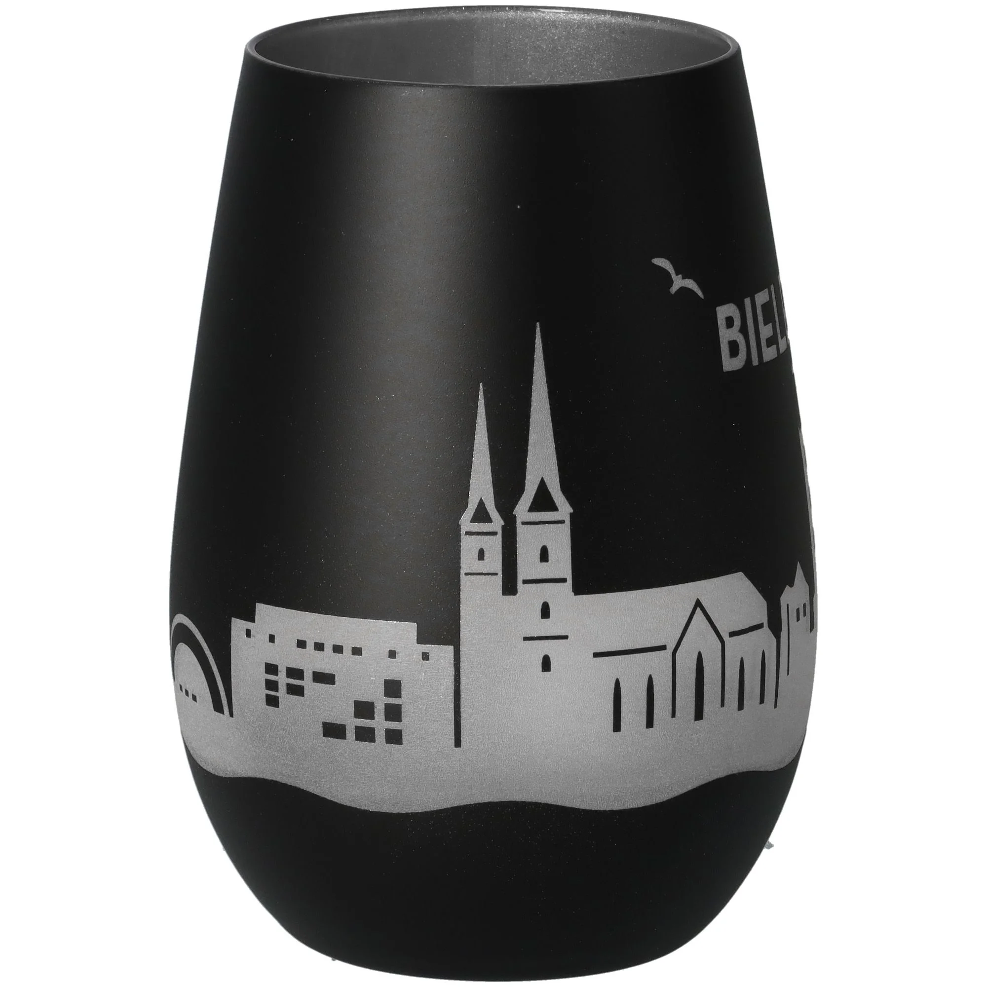 Vase, Schwarze Vase, Stadt Silhouette, Matt Glanz, Dekovase
