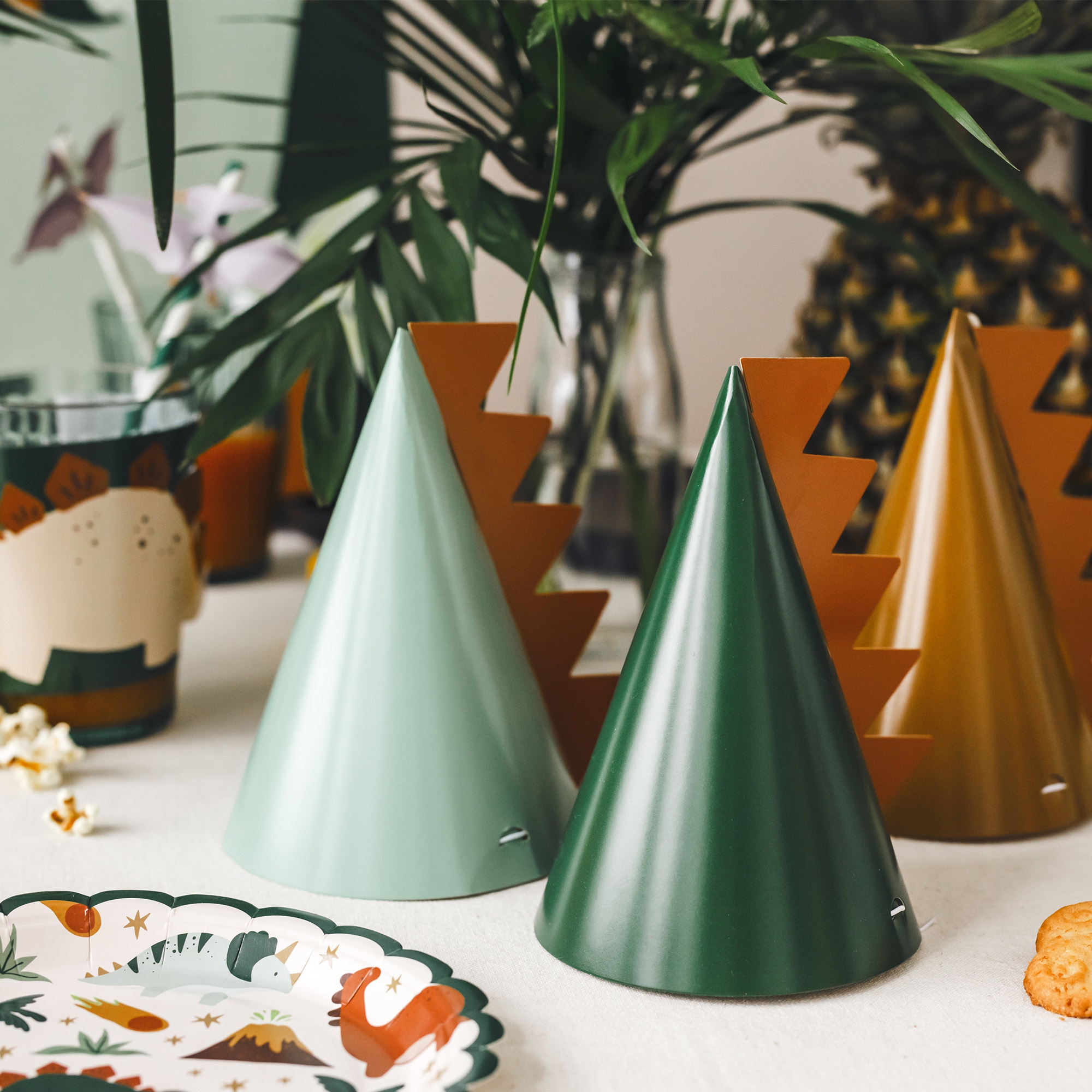 6 Partyhütchen "Dinosaurier" 6 Partyhütchen "Dinosaurier"