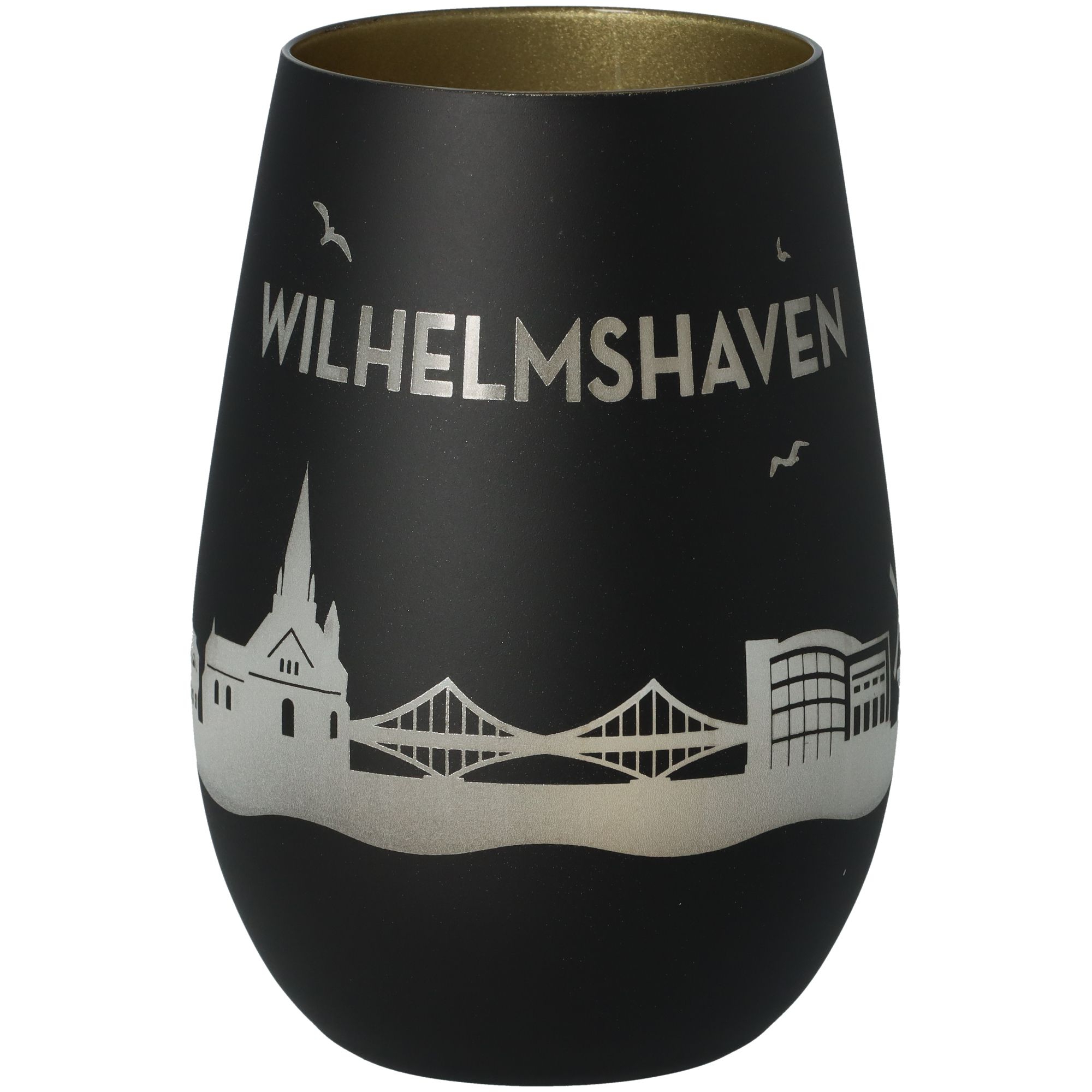 Windlicht Skyline Wilhelmshaven Schwarz/Gold Windlicht Skyline Wilhelmshaven Schwarz/Gold