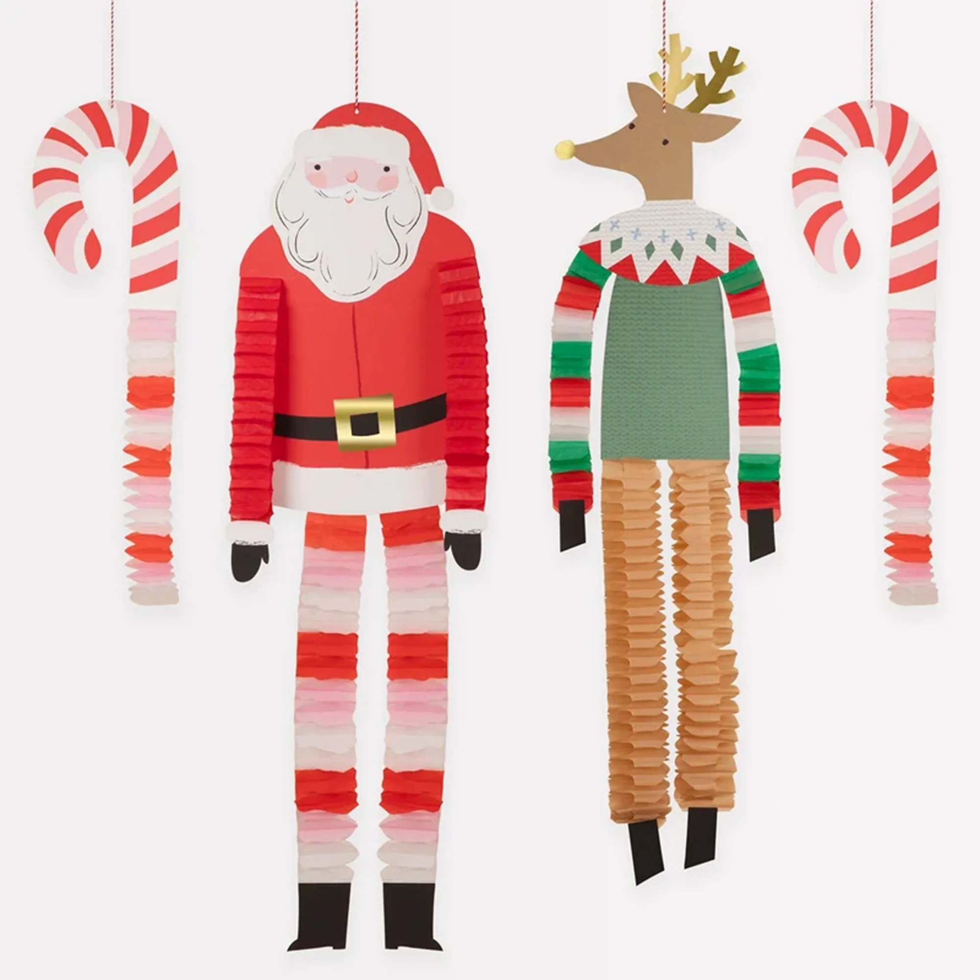 Dekofiguren, Weihnachtsdeko, Santa Claus, Rentier, Girlanden