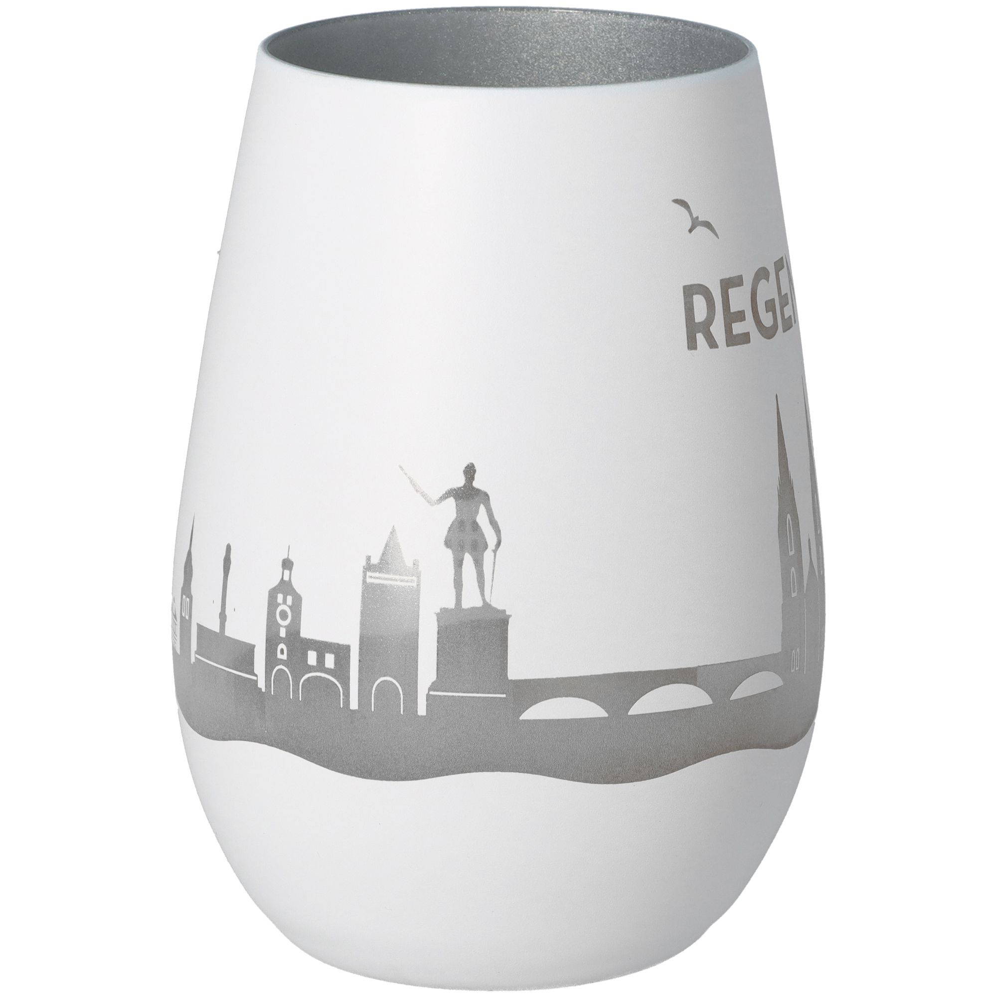 Windlicht Skyline Regensburg Weiß/Silber Windlicht Skyline Regensburg Weiß/Silber
