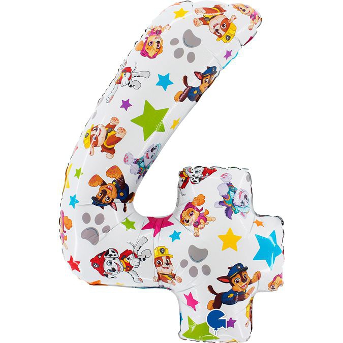 Folienballon Zahl 4 Paw Patrol 66cm Kissen, Inneneinrichtung, Zubehör, Tasche, Handtasche