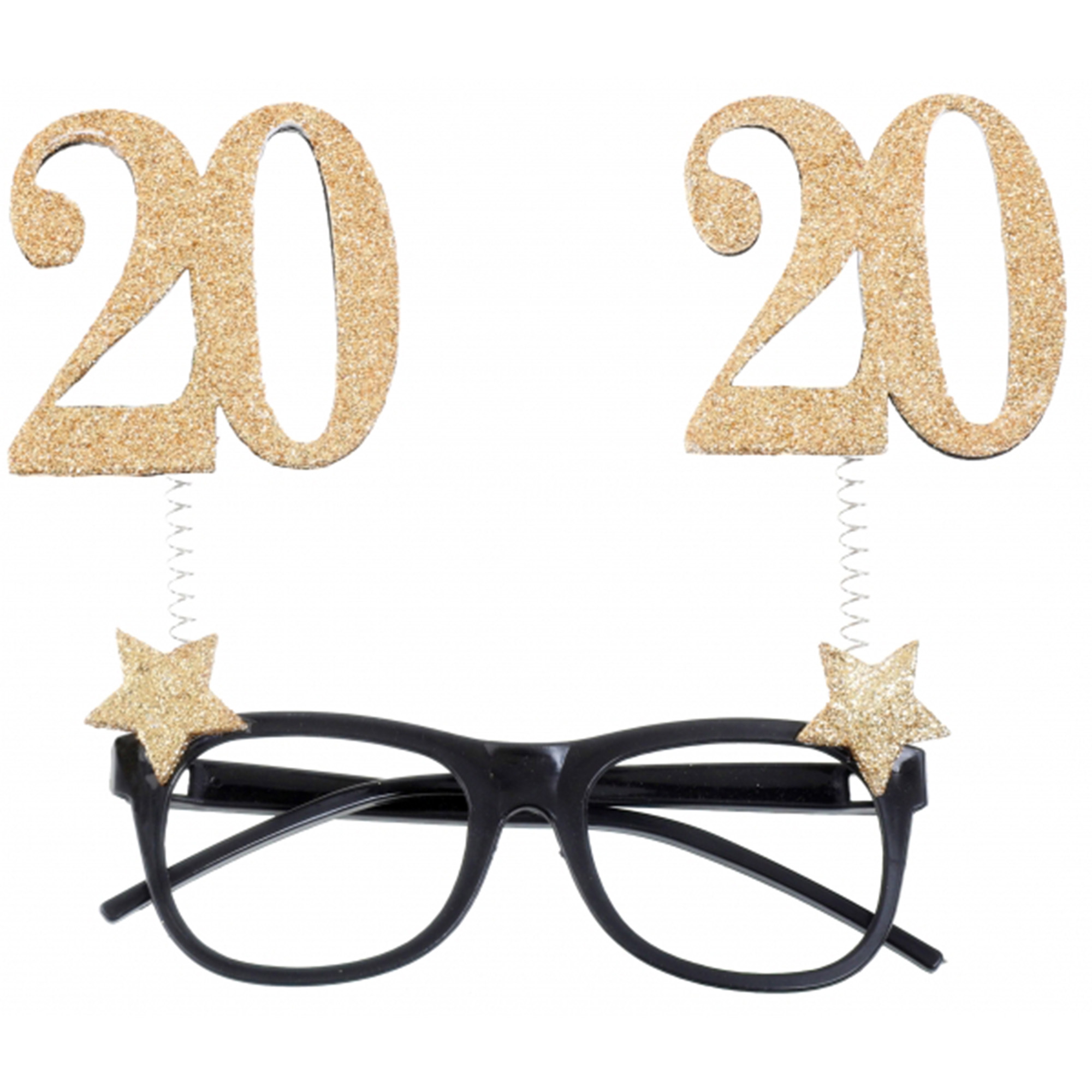 Glitzerbrille zum 20. Geburtstag, Gold/Schwarz Zubehör, Brillen, Text