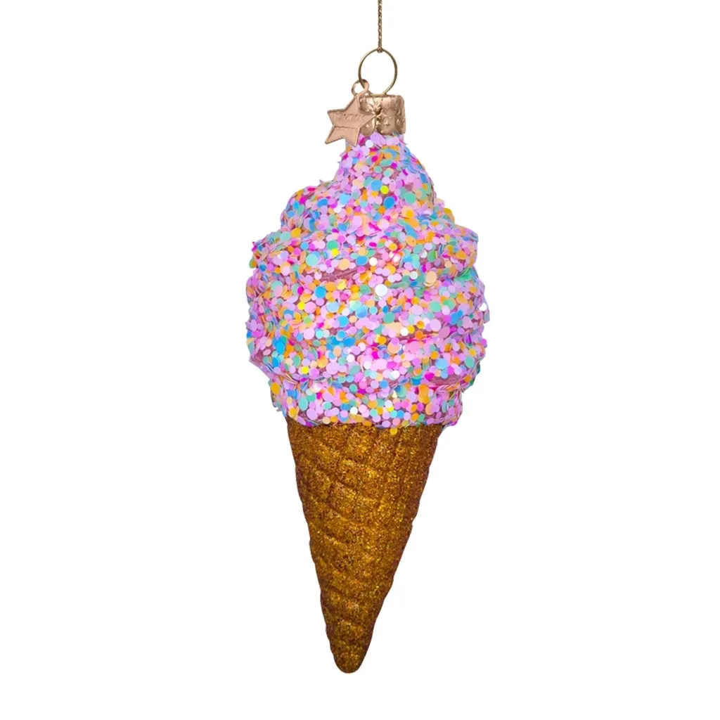Eiscreme-Topf, Kugel-Form, Glitzer-Glitzer, Konfetti-Topper, Anhänger-Ornament