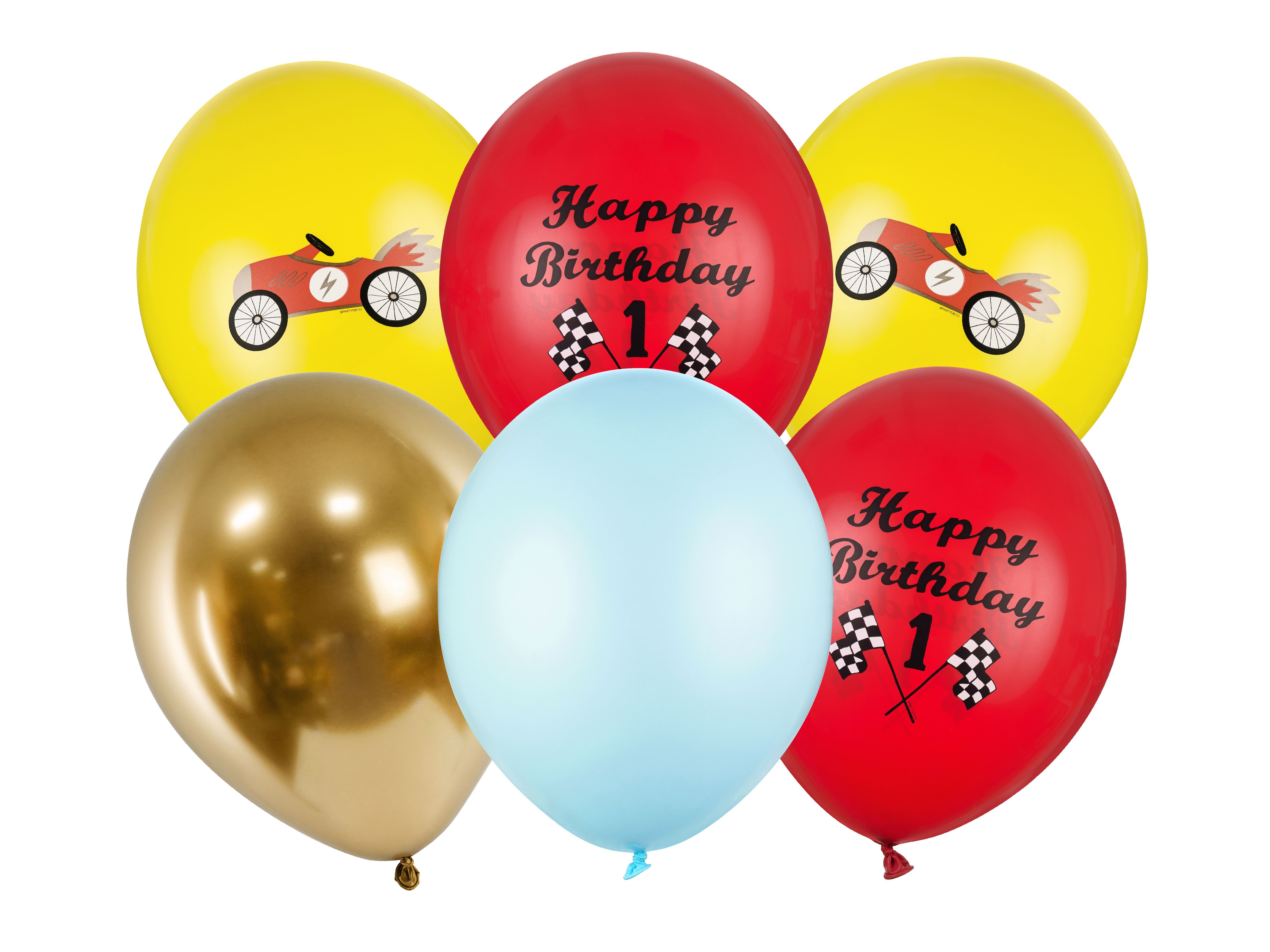6 Latexballons im Set "Rennauto" Ballon