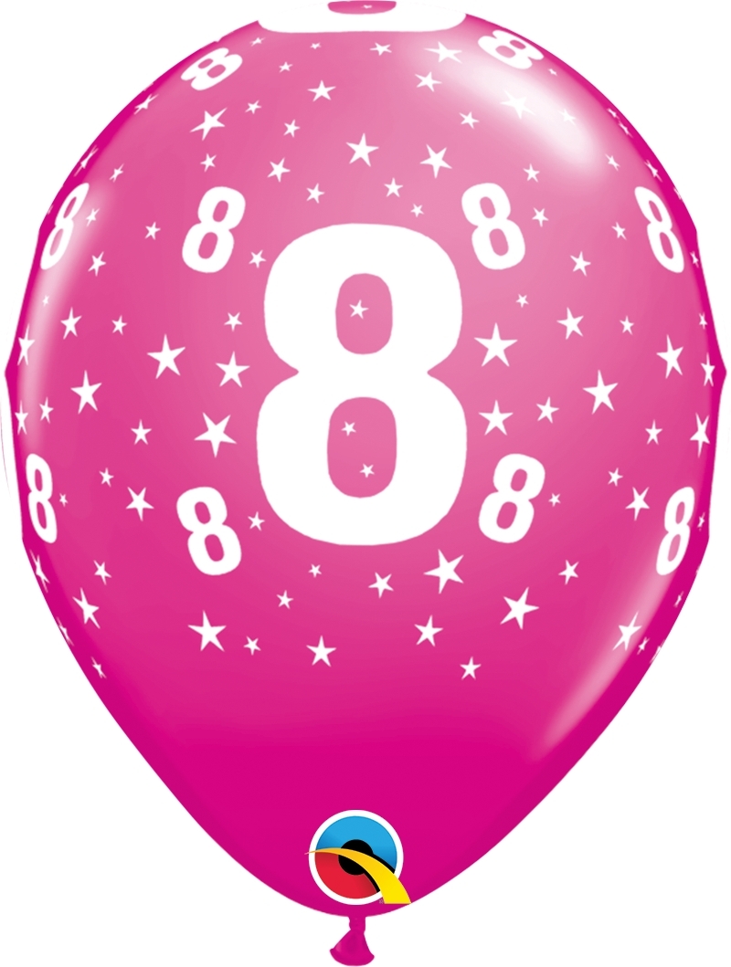 Qualatex Latexballon 8. Geburtstag verschiedene Farben Ø 30cm