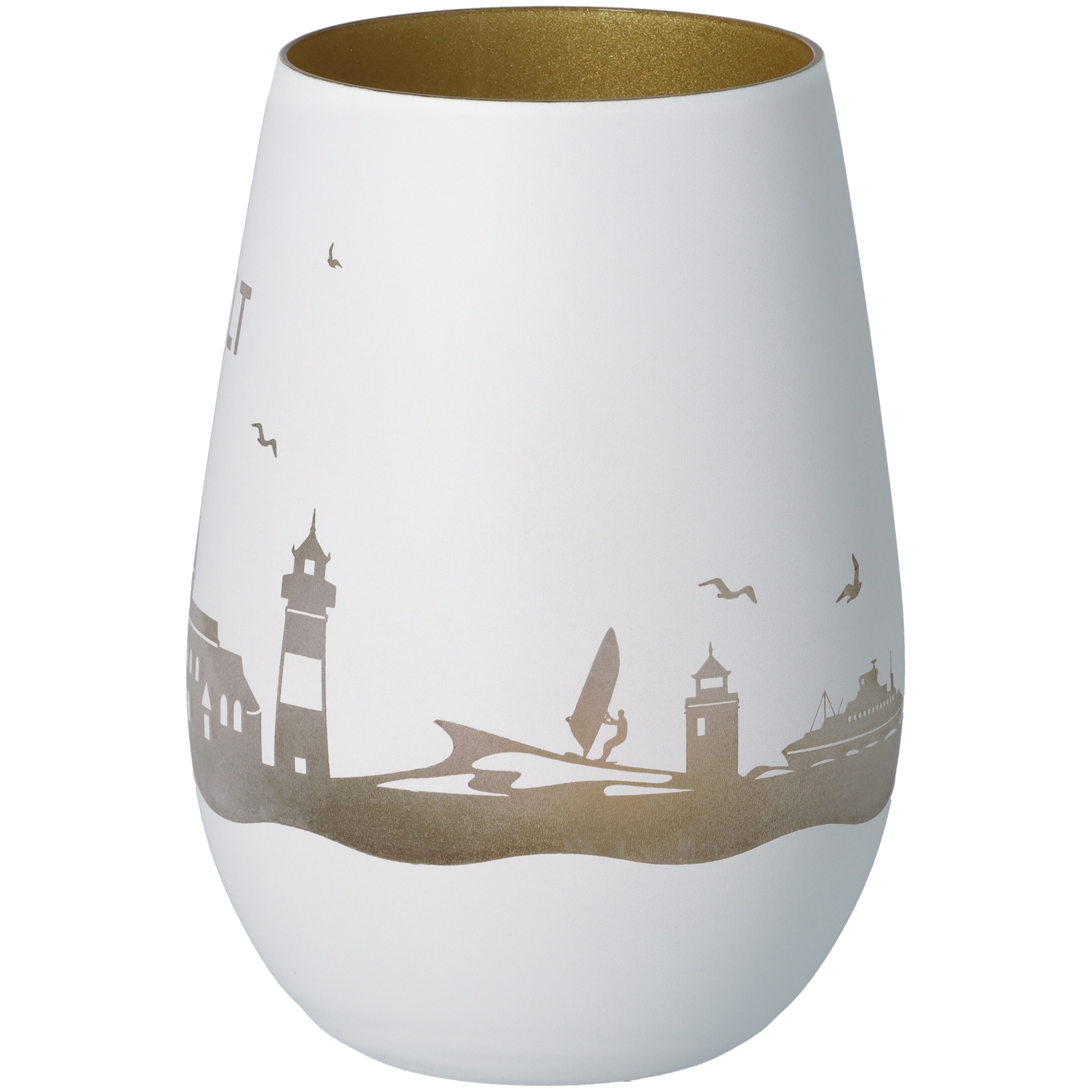 Windlicht Skyline Sylt Weiß/Gold Windlicht Skyline Sylt Weiß/Gold