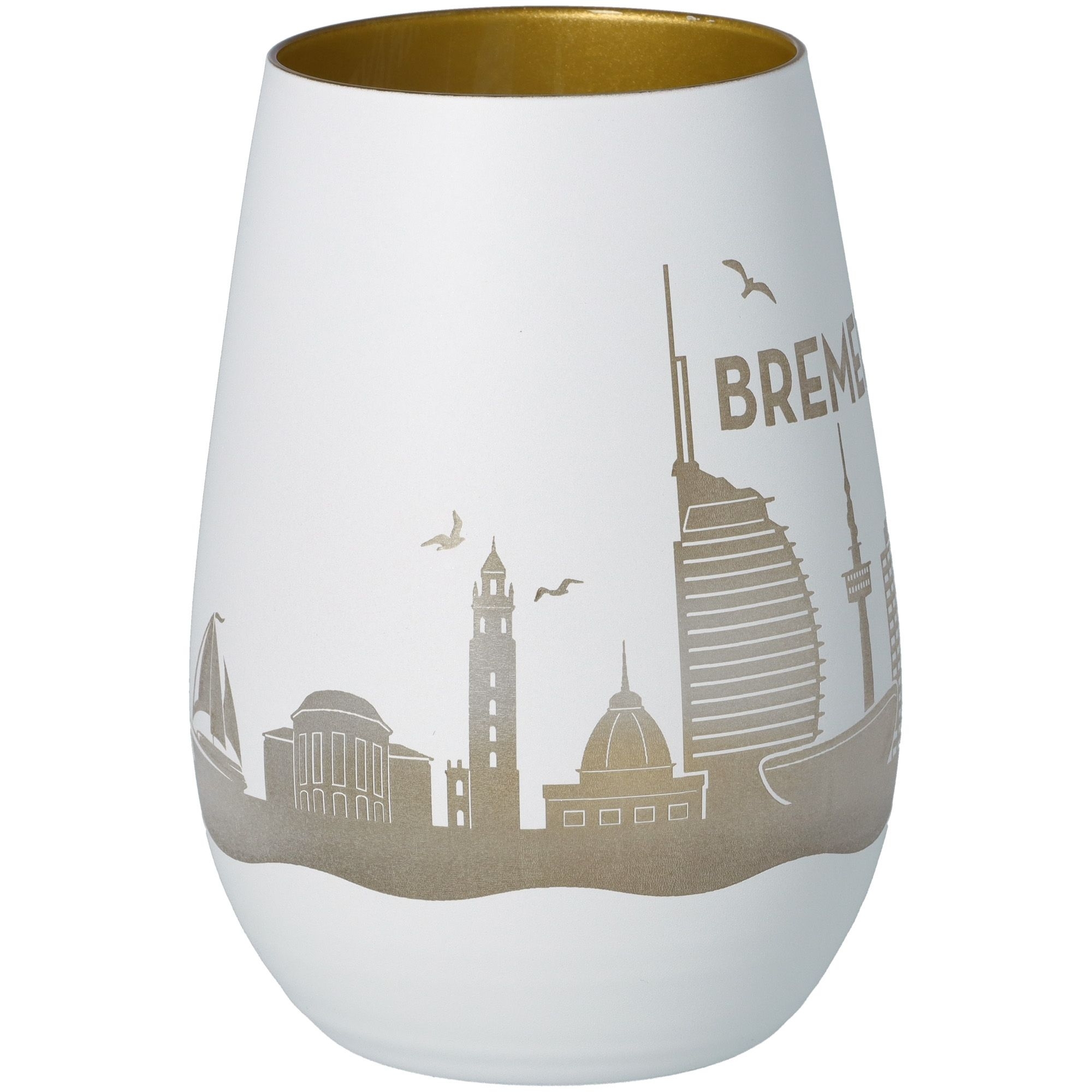 Windlicht Skyline Bremerhaven Weiß/Gold Windlicht Skyline Bremerhaven Weiß/Gold