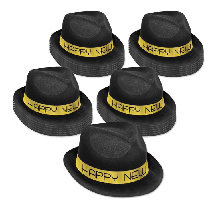 Hut "Happy New Year", Schwarz/Gold Hut "Happy New Year", Schwarz/Gold