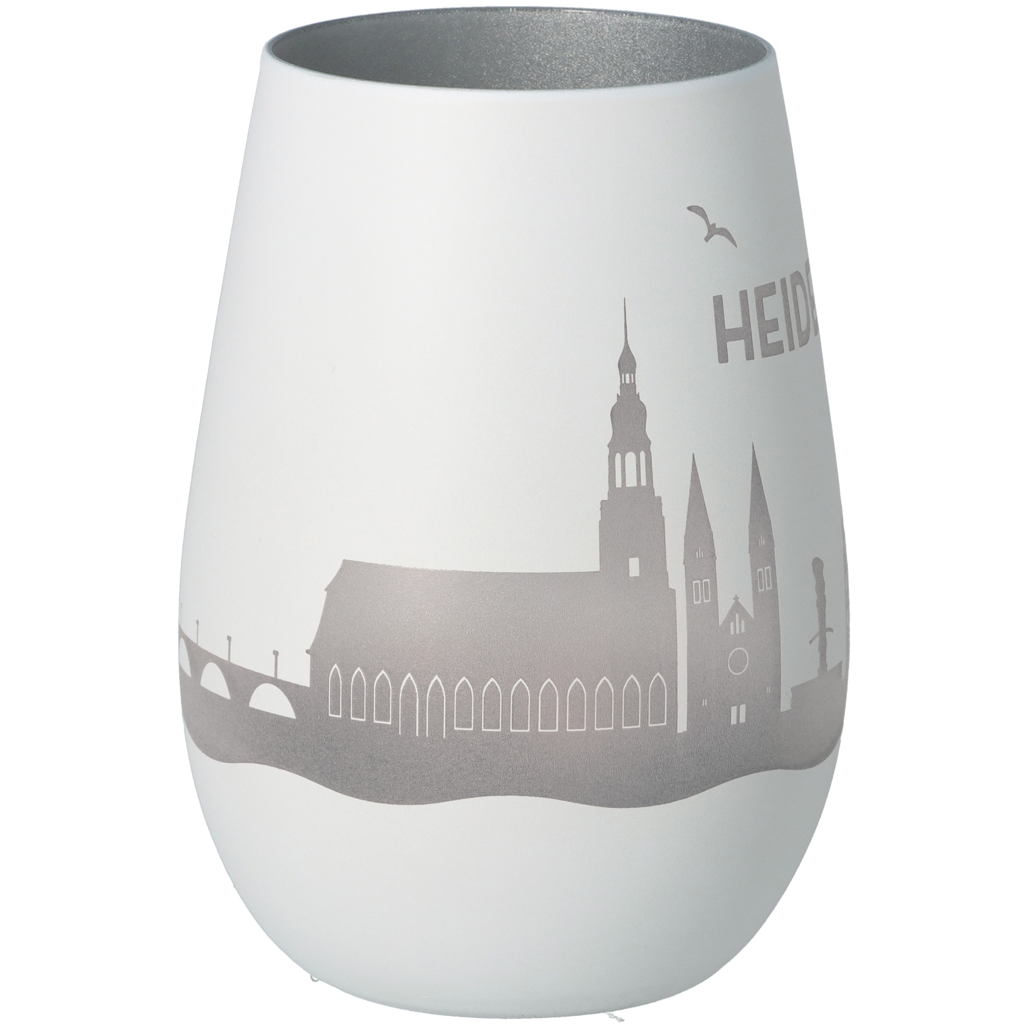 Windlicht Skyline Heidelberg Weiß/Silber