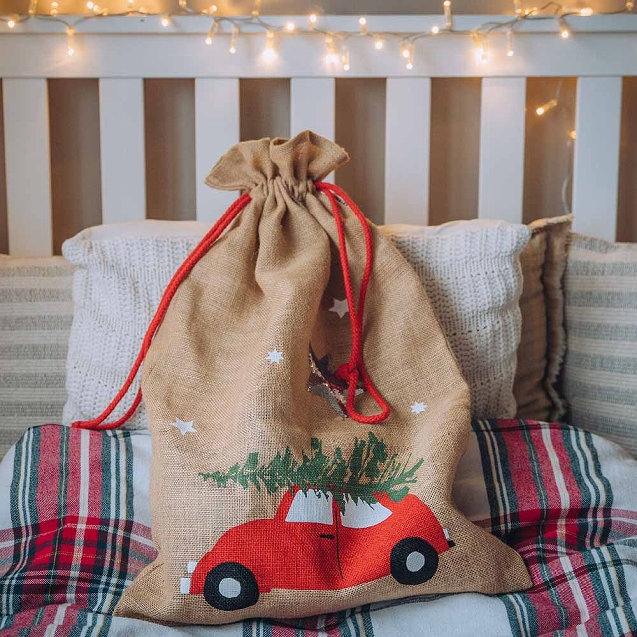 XL-Geschenksack Jute " Auto" 45x70cm XL-Geschenksack Jute " Auto" 45x70cm