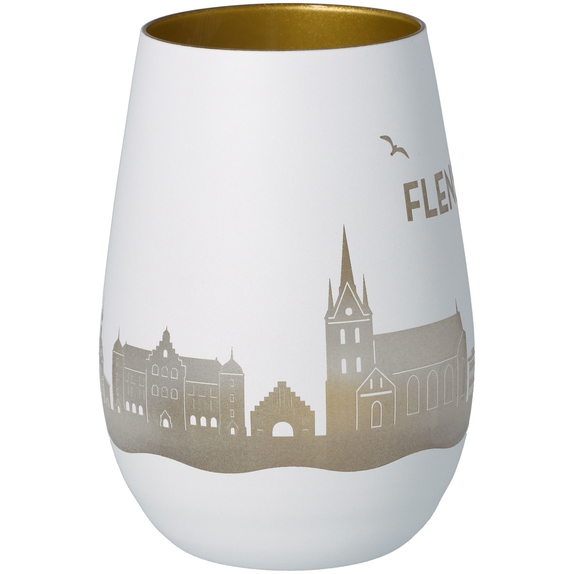 Windlicht Skyline Flensburg Weiß/Gold Windlicht Skyline Flensburg Weiß/Gold