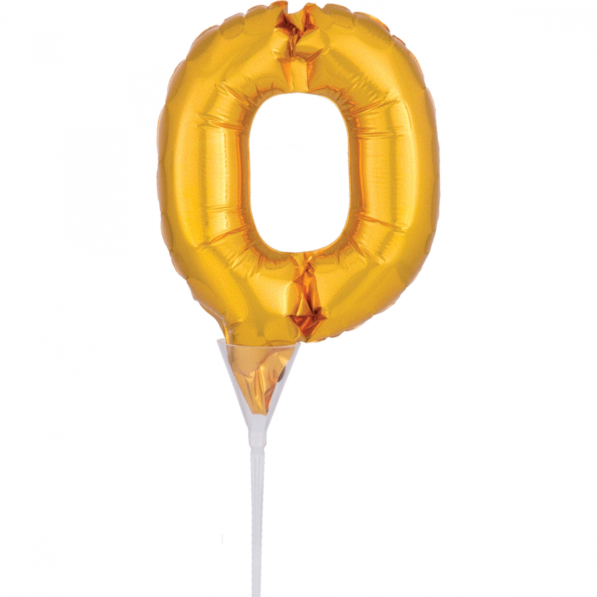 Folienballon Zahl 0 Gold ca. 15cm