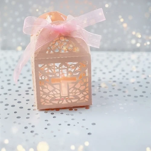 Geschenkschachtel, Miniaturlaterne, Pinke Verpackung, Karte/Hinweis-Licht, Rosa Band