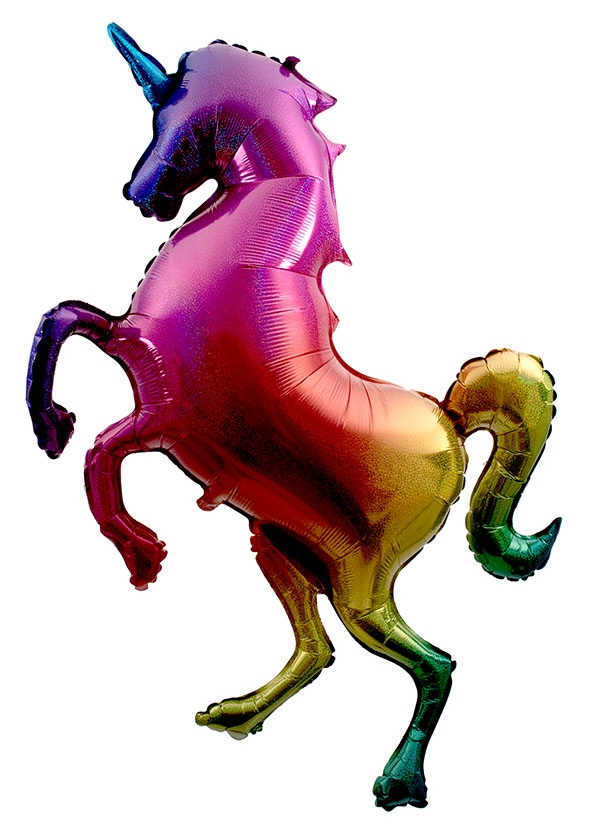 Folienballon Glitzer Regenbogen-Einhorn 137 cm Folienballon Glitzer Regenbogen-Einhorn 137 cm