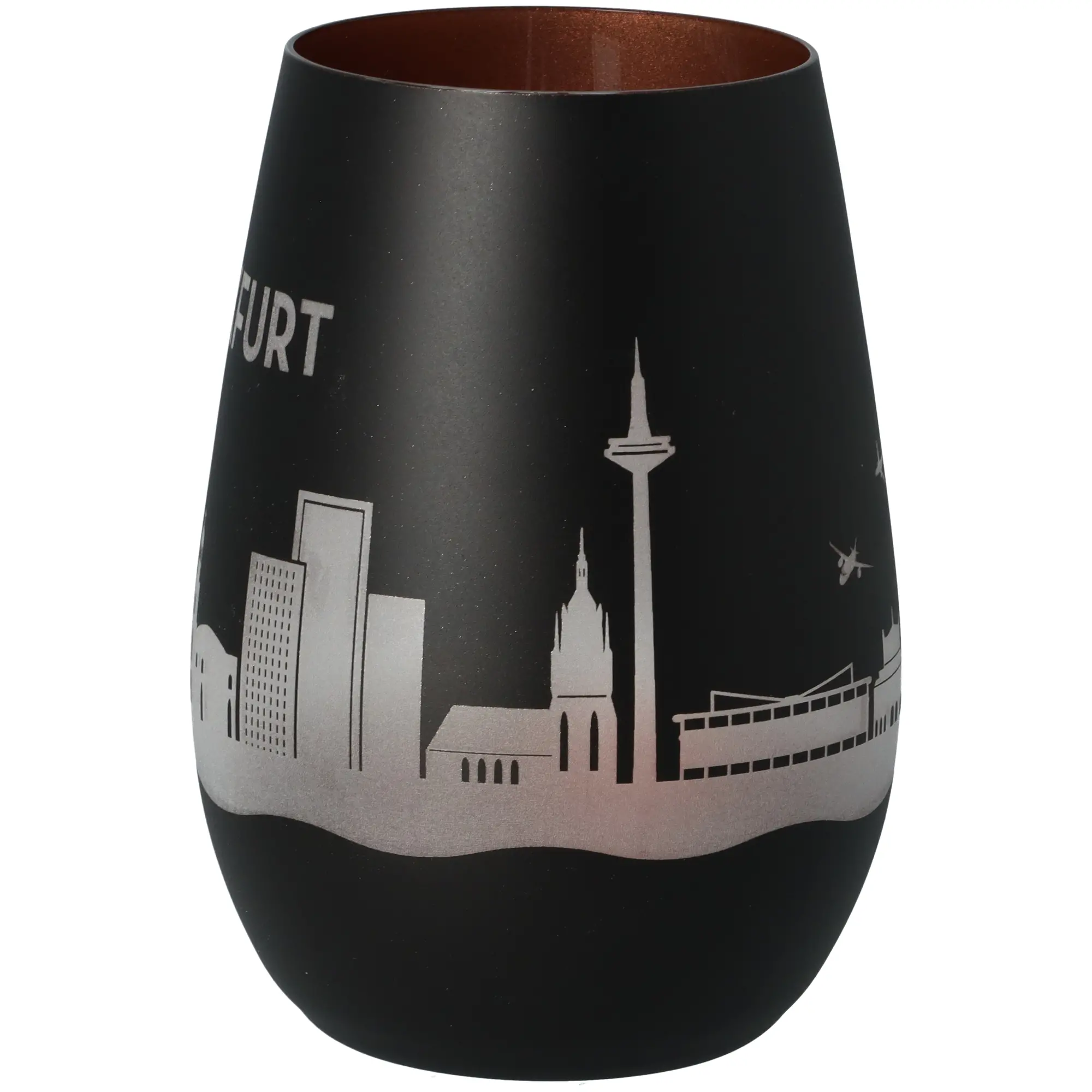 Windlicht Skyline Frankfurt Schwarz/Bronze
