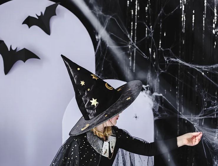 Hexenhut glänzend mit Mond & Sternen Hexenhut glänzend mit Mond & Sternen