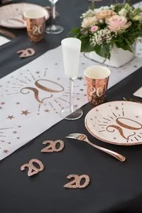 Glitzerkonfetti "20", Roségold,6 Teile