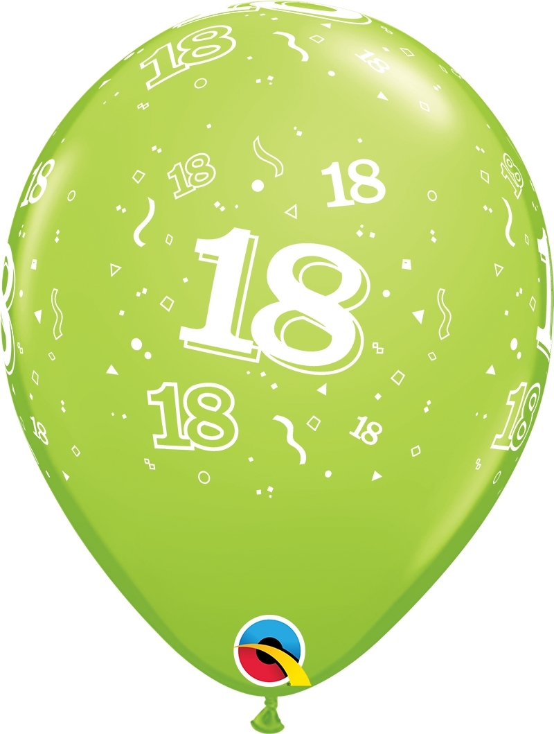 Qualatex Latexballon 18. Geburtstag verschiedene Farben Ø 30cm