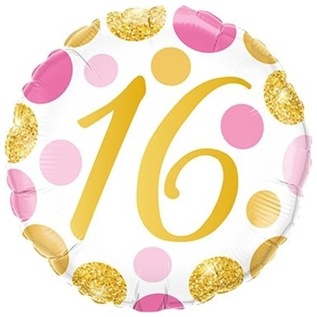 Ballon, Jubiläum, 16, Runde Folie, Konfetti-Design