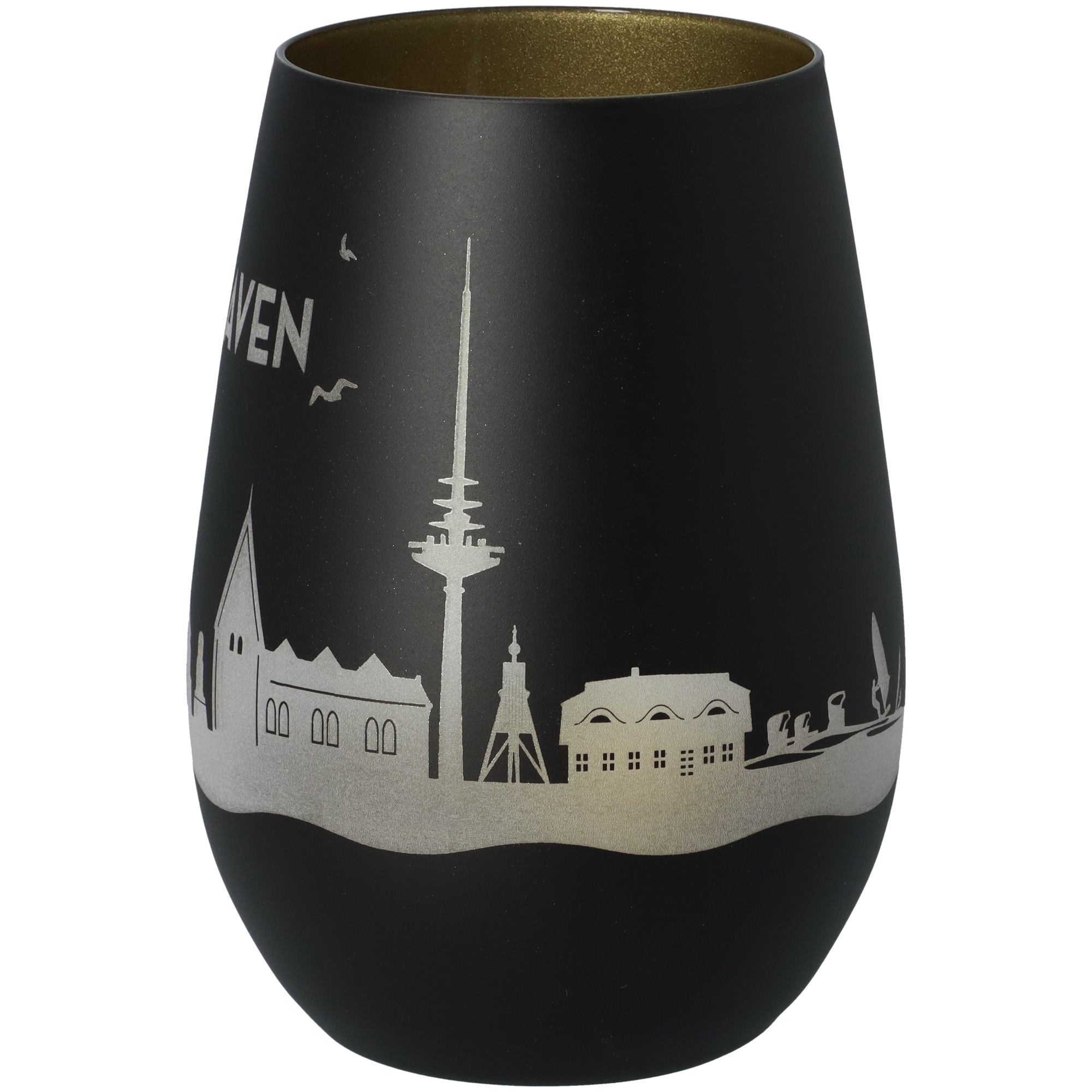 Windlicht Skyline Cuxhaven Schwarz/Gold Windlicht Skyline Cuxhaven Schwarz/Gold
