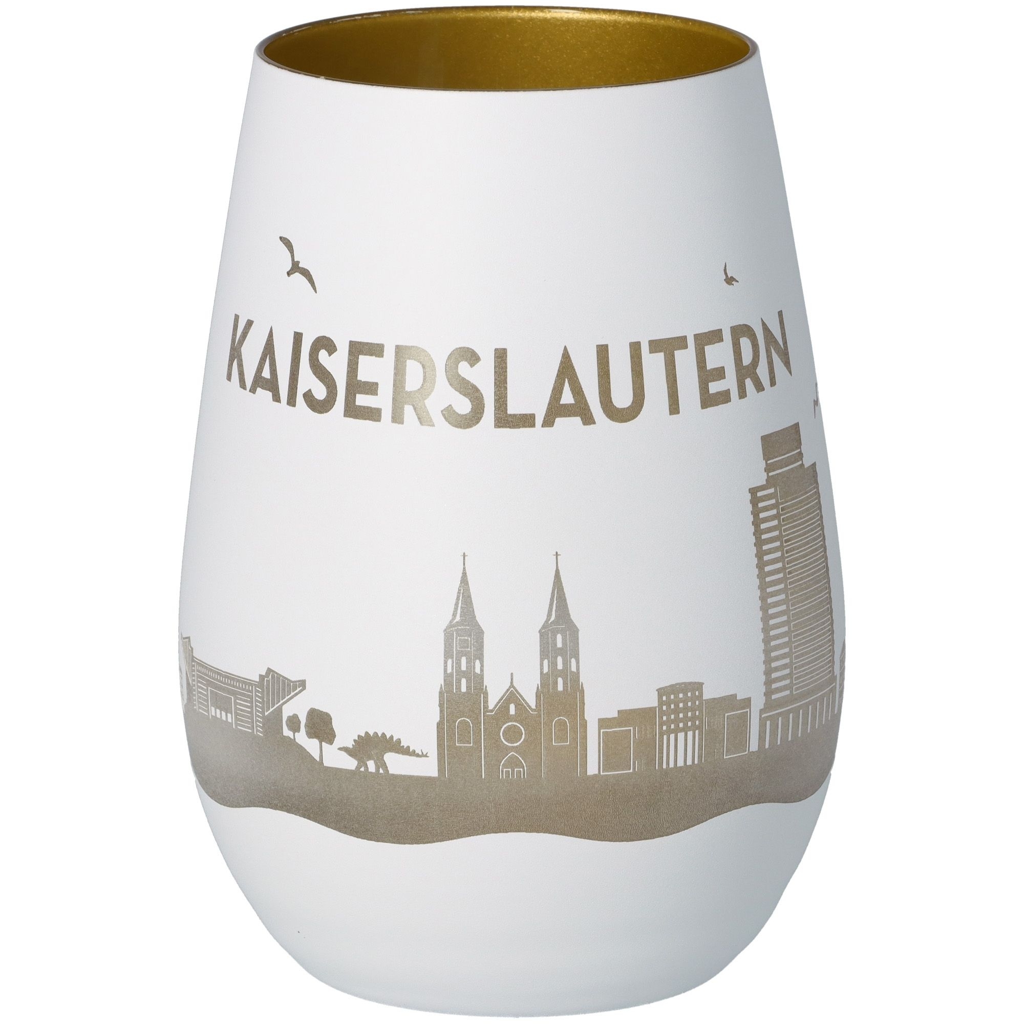 Windlicht Skyline Kaiserslautern Weiß/Gold Windlicht Skyline Kaiserslautern Weiß/Gold