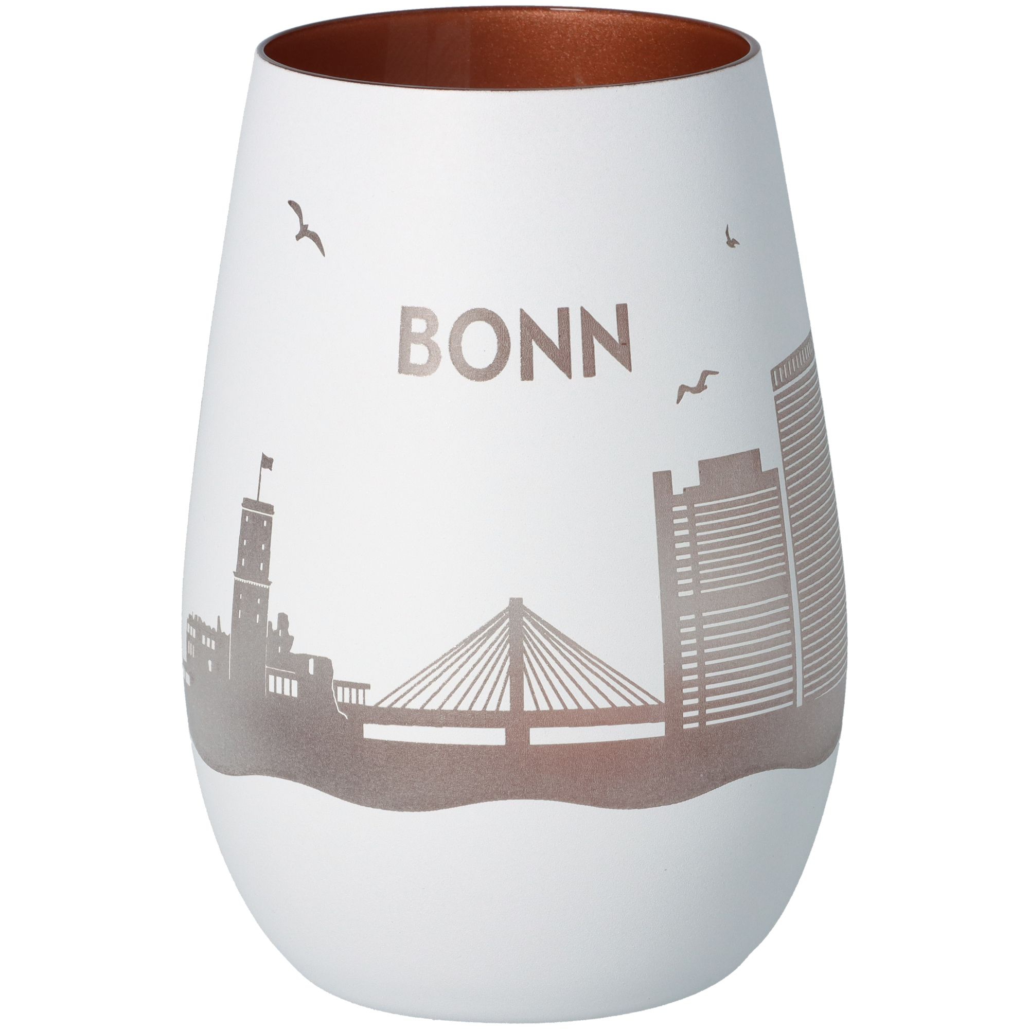 Windlicht Skyline Bonn Weiß/Bronze