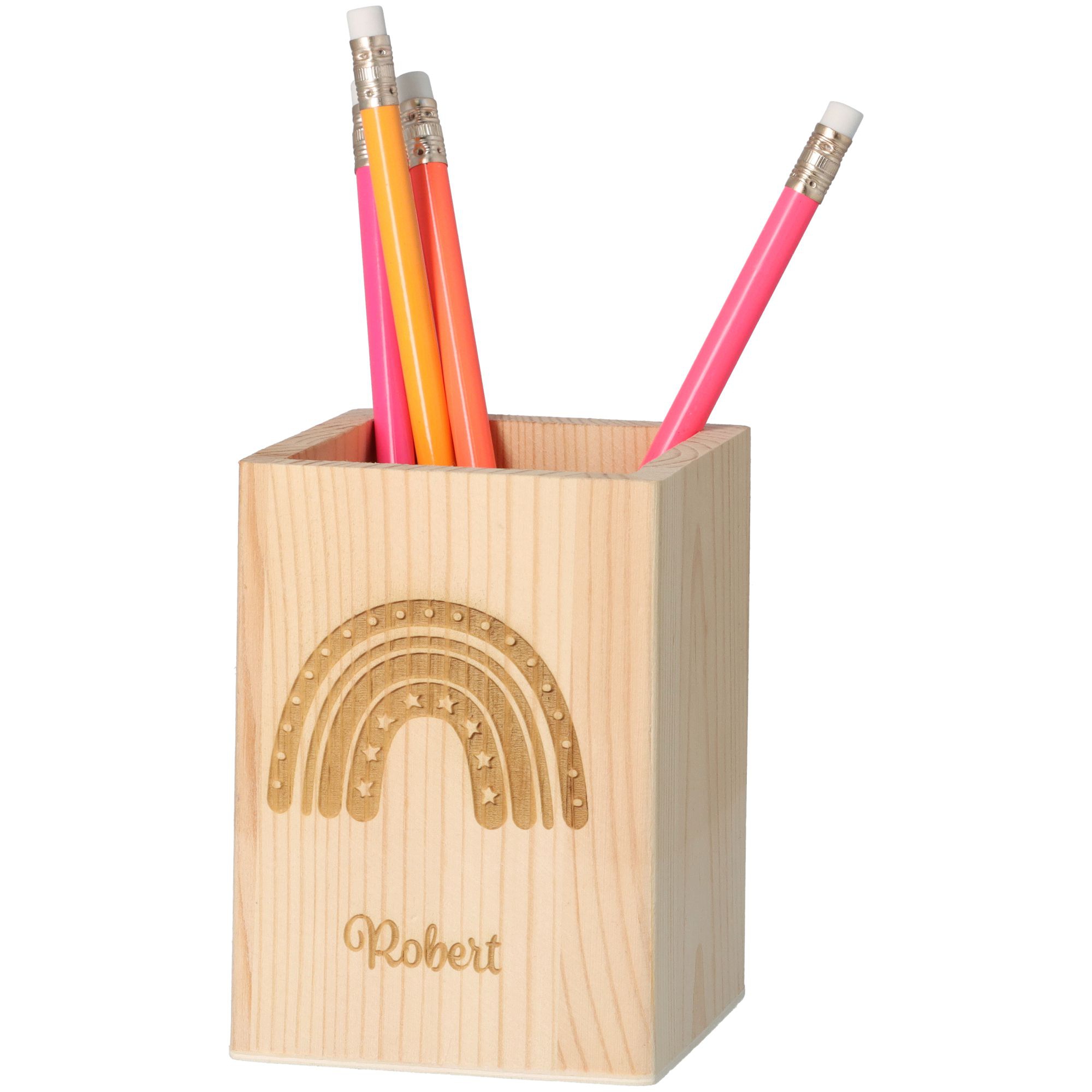 Stiftehalter Regenbogen Stern "Name" 11cm x 8cm x 8cm