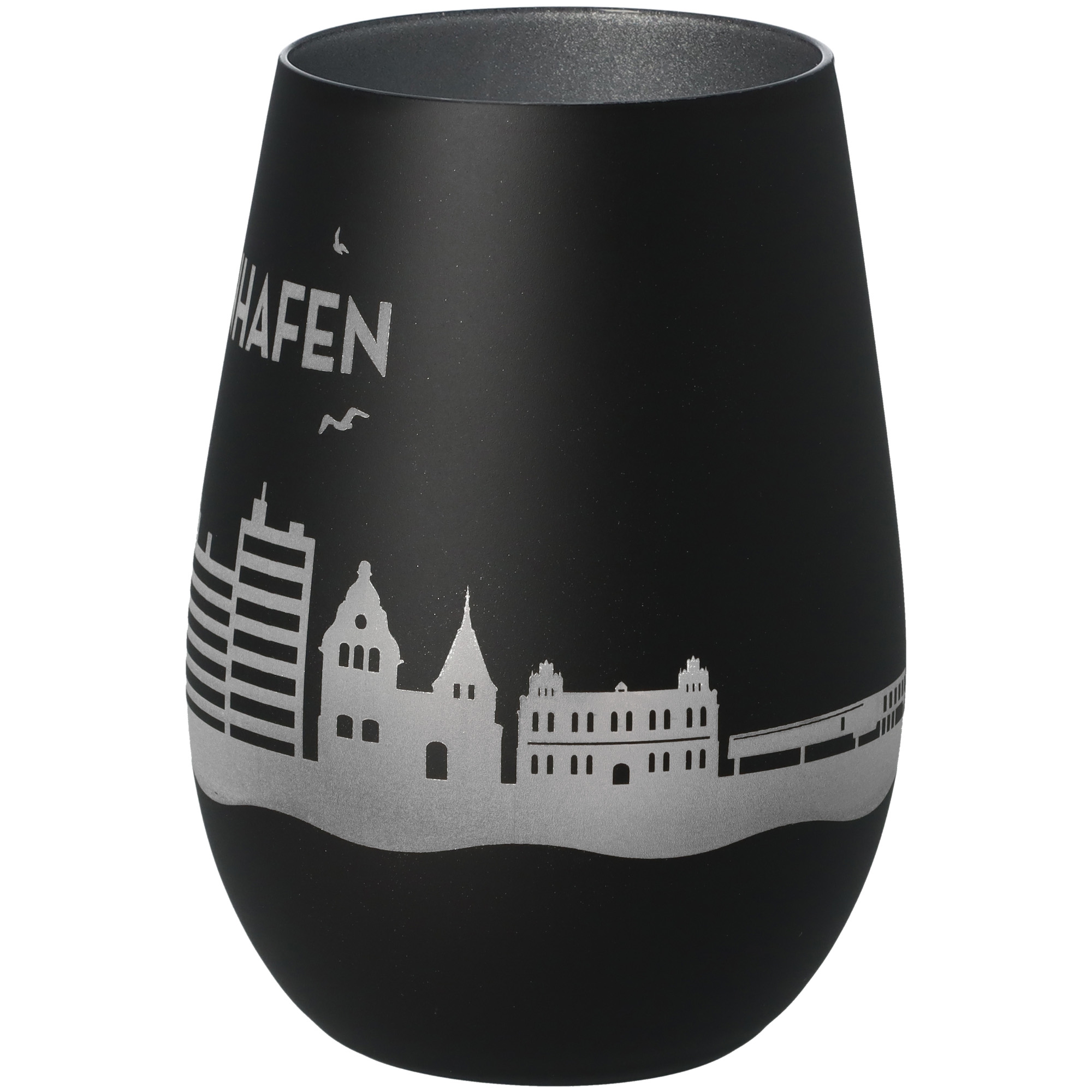 Windlicht Skyline Heiligenhafen Schwarz/Silber Windlicht Skyline Heiligenhafen Schwarz/Silber