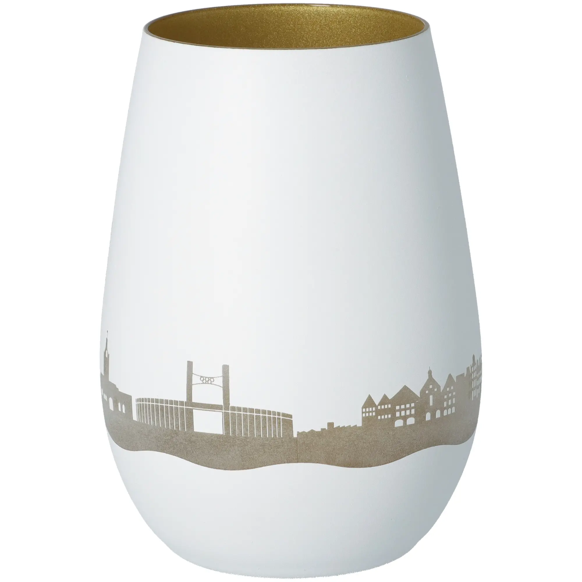 Windlicht Skyline Berlin Weiß/Gold