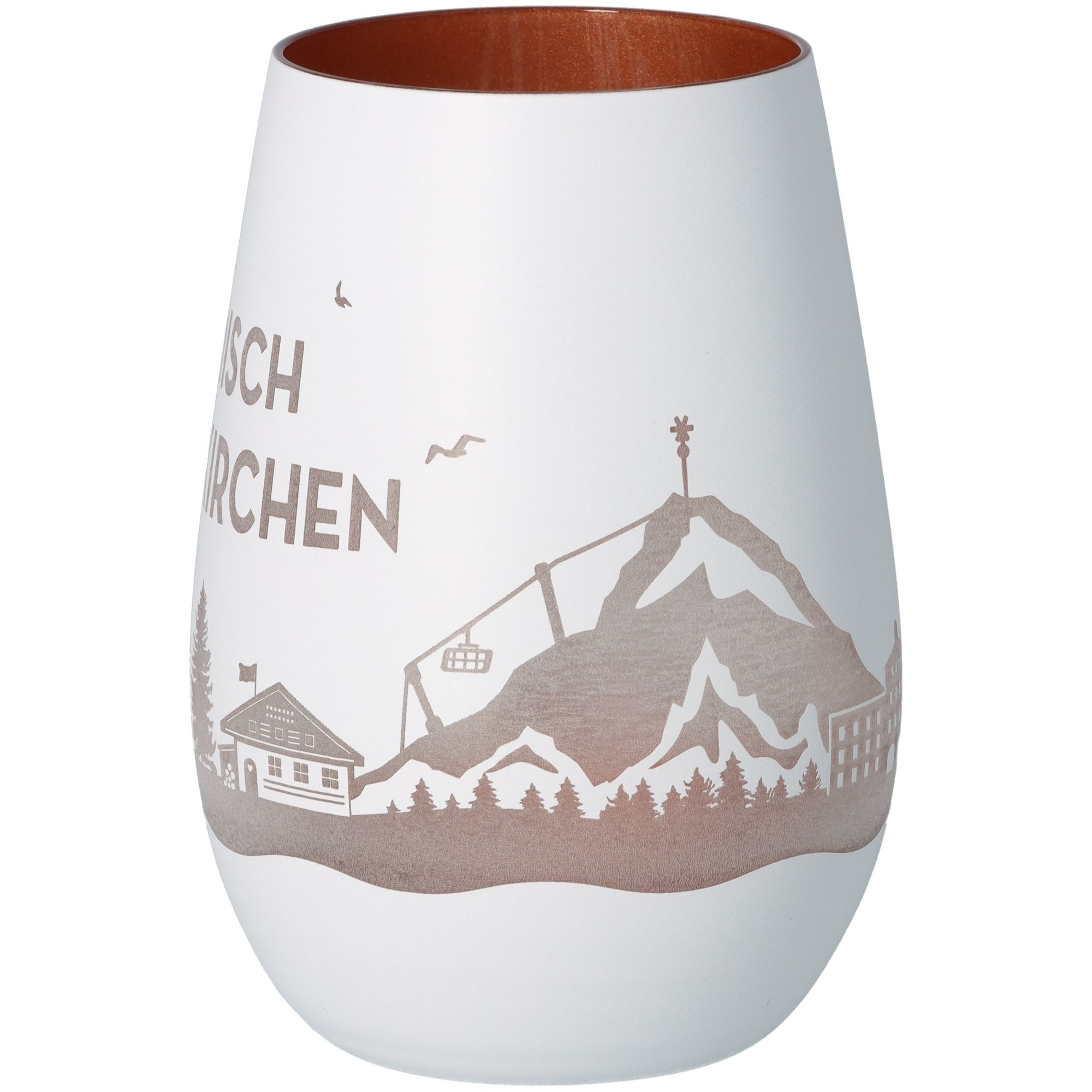 Windlicht Skyline Garmisch-Partenkirchen Weiß/Bronze Töpferei, Krug, Vase, Kunst, Porzellan