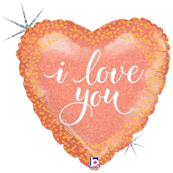 Folienballon Holographie-Herz "i love you" Roségold 45cm