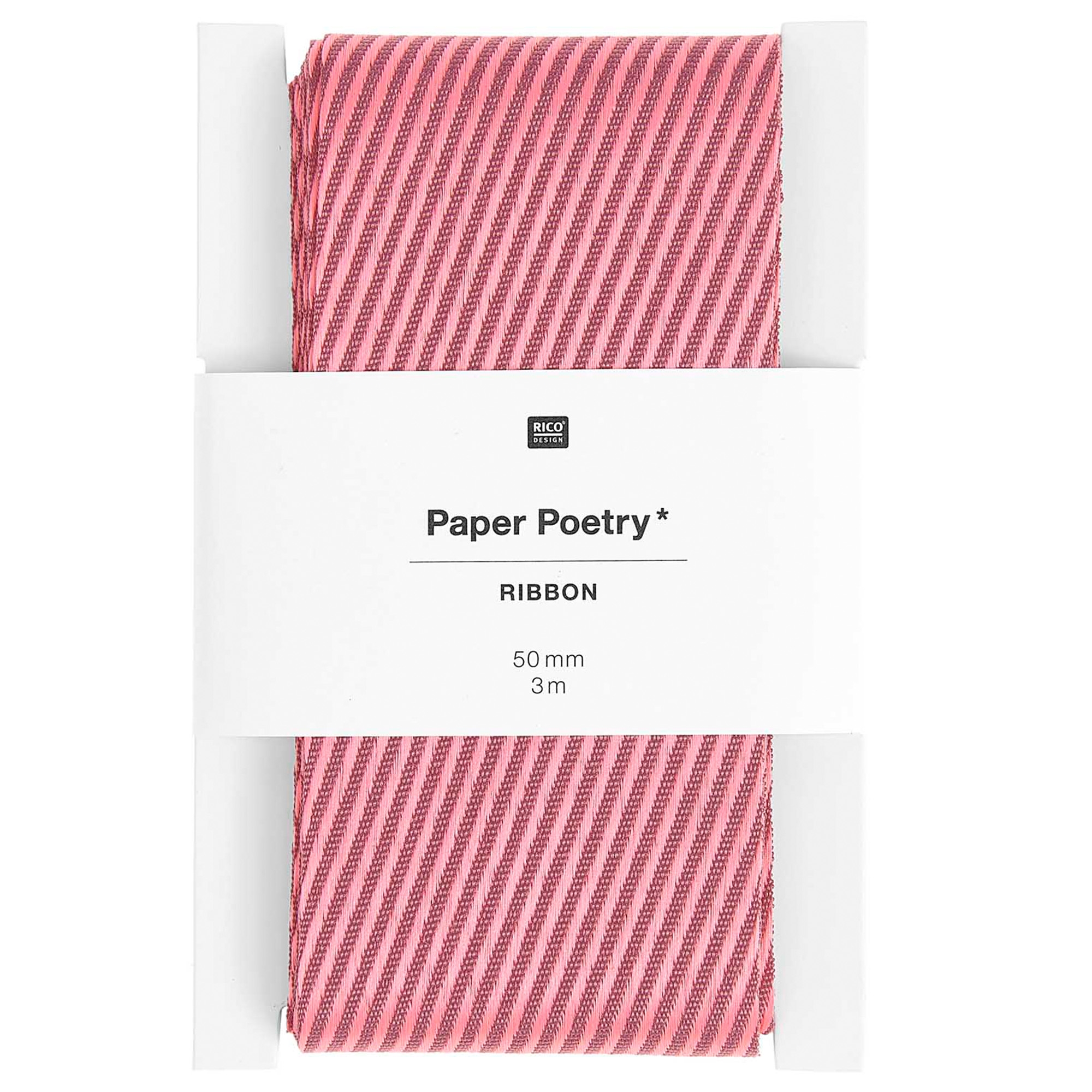 Webband Streifen diagonal, Mauve/Neon Pink 50mm / 3m