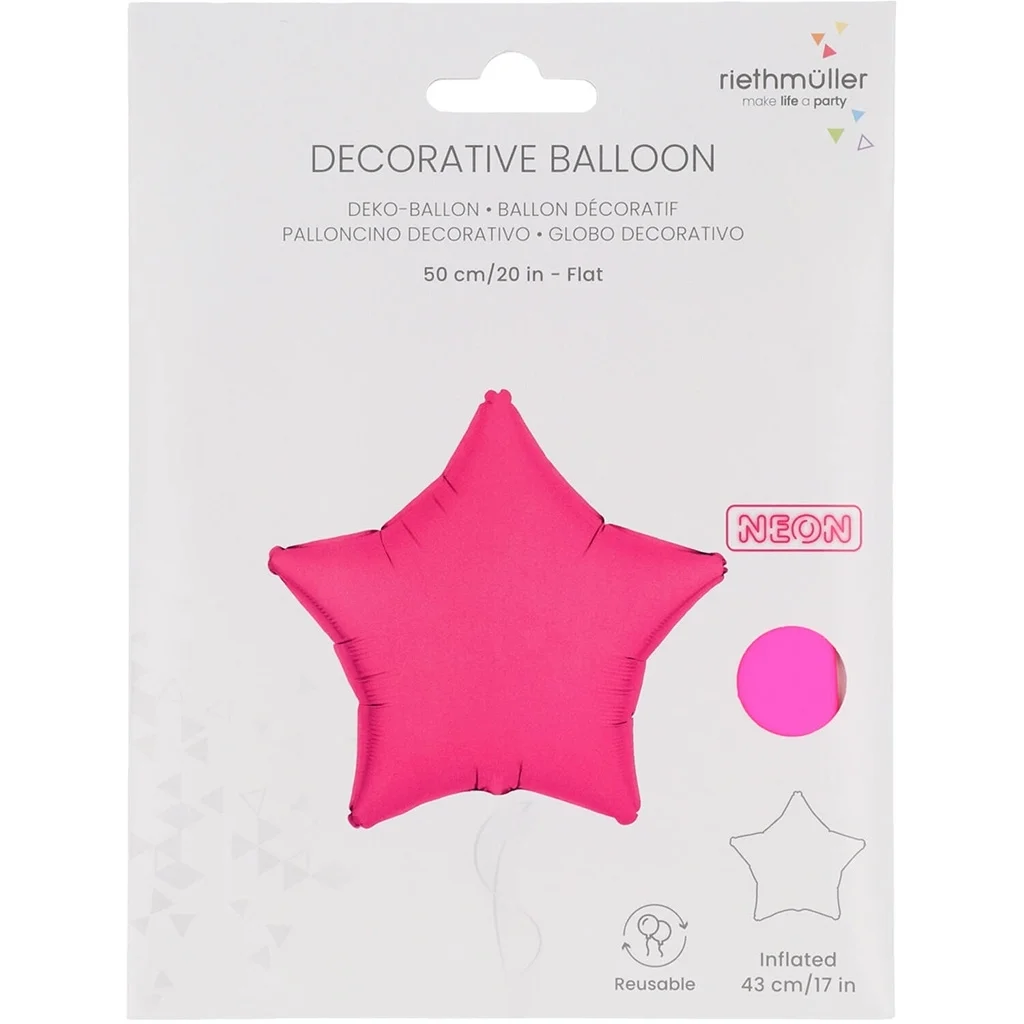Folienballon Stern Neon Pink 45cm