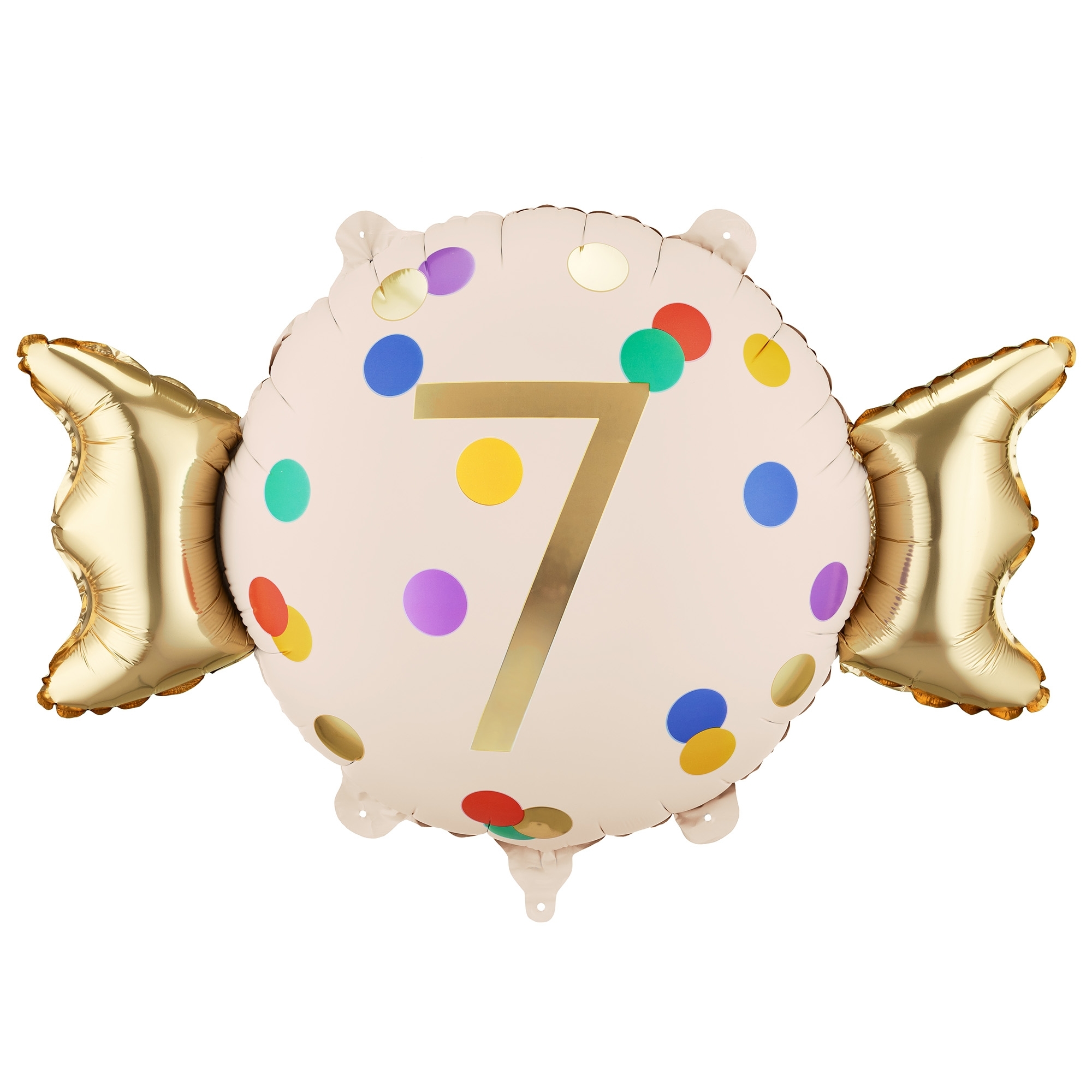 Folienballon Bonbon "7" 60cm Balloon, Birthday, Runder Ballon, Sieben, Konfetti