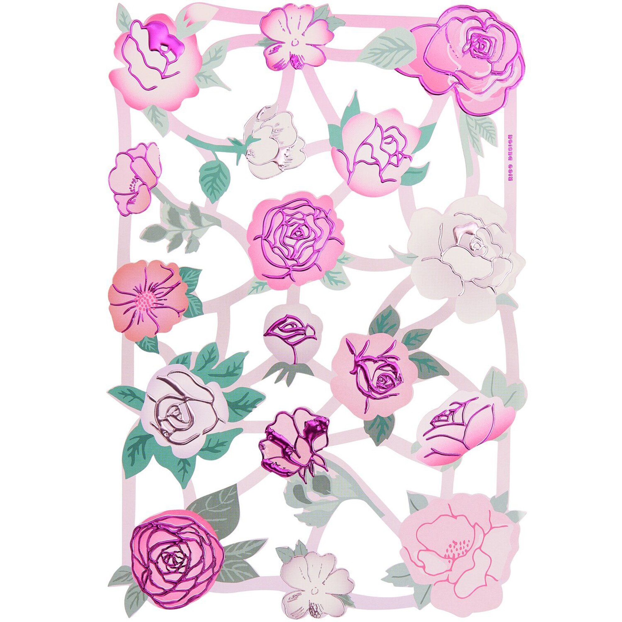 Glanzbilder "Rosen" 1 Bogen Florales Design, Muster, Blume, Pflanze, Rose