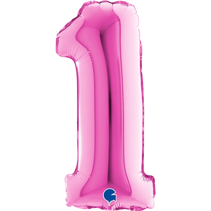 Folienballon Zahl "1" Pink, zur Luftbefüllung, 35 cm Folienballon Zahl "1" Pink, zur Luftbefüllung, 35 cm