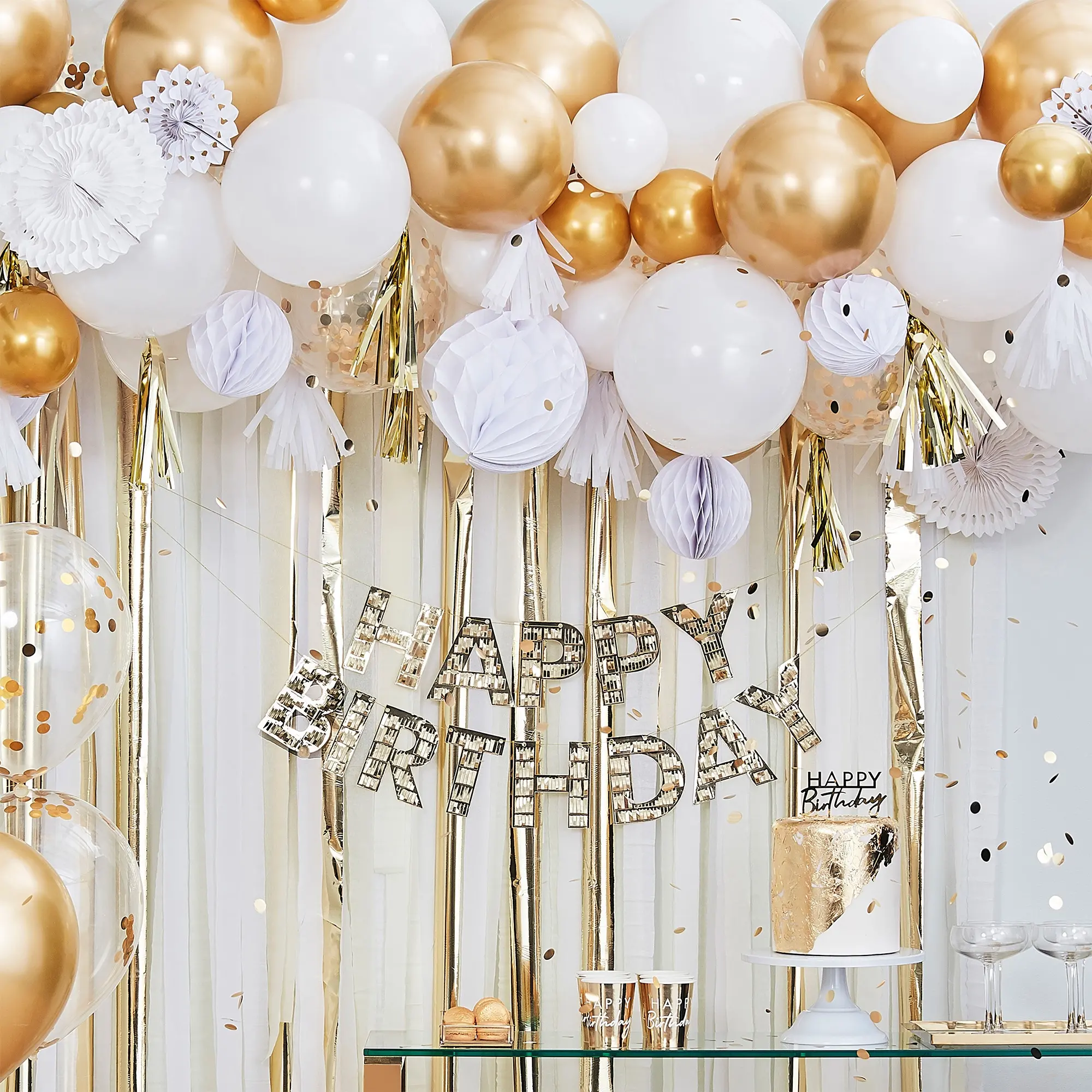 Happy Birthday Cake Topper Gold
